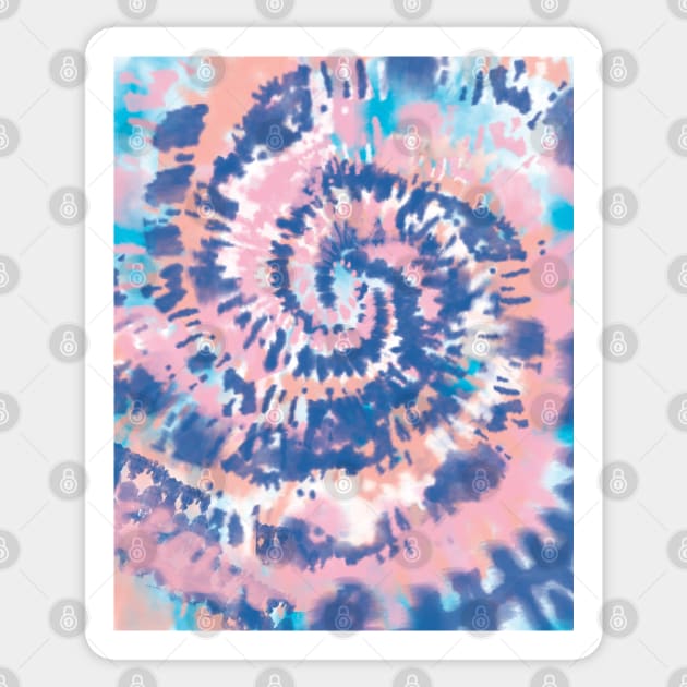 Summer Beach Spiral Ocean Wave Tie Dye Peach Pink Turquoise Blue Sticker by FruitflyPie